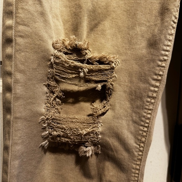 Risen Jeans High Rise Distressed Straight Leg Sand Khaki Color Sz 11 Waist 30 - Picture 6 of 16